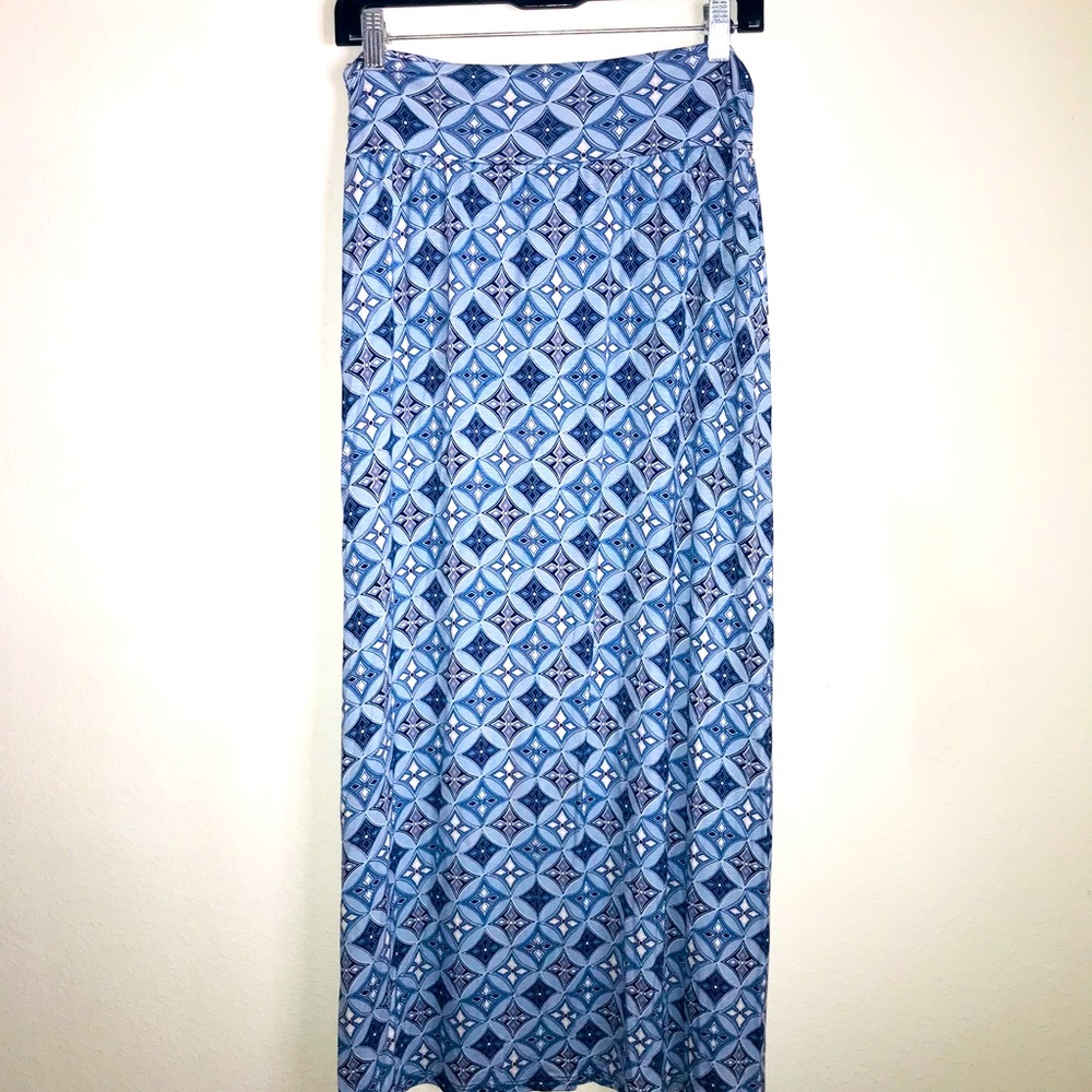 Women Long Blue Printed Maxi Skirt